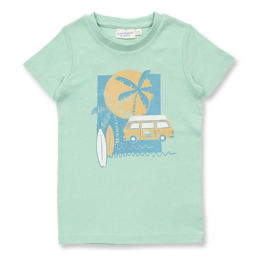 Pijama corto KAFKA Camper Verde menta y Rayas Amarillo - Olokuti