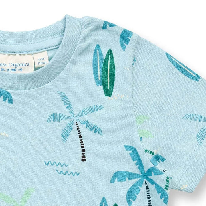 Pijama corto KAFKA Palmeras Azul claro - Olokuti