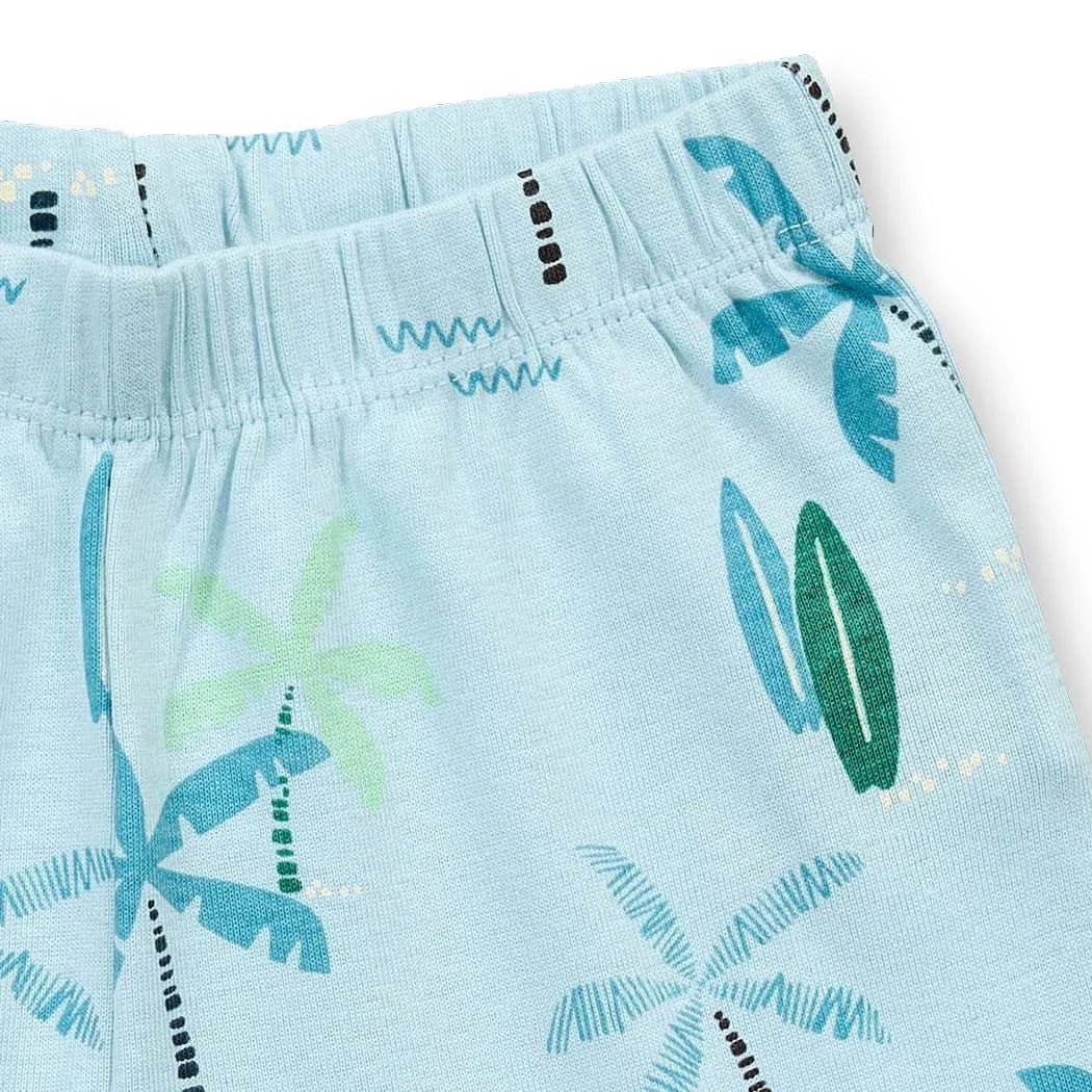 Pijama corto KAFKA Palmeras Azul claro - Olokuti