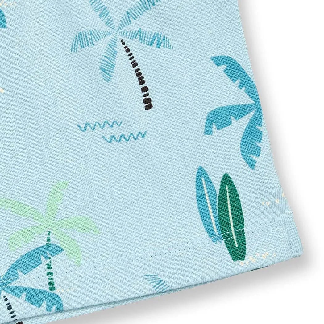 Pijama corto KAFKA Palmeras Azul claro - Olokuti