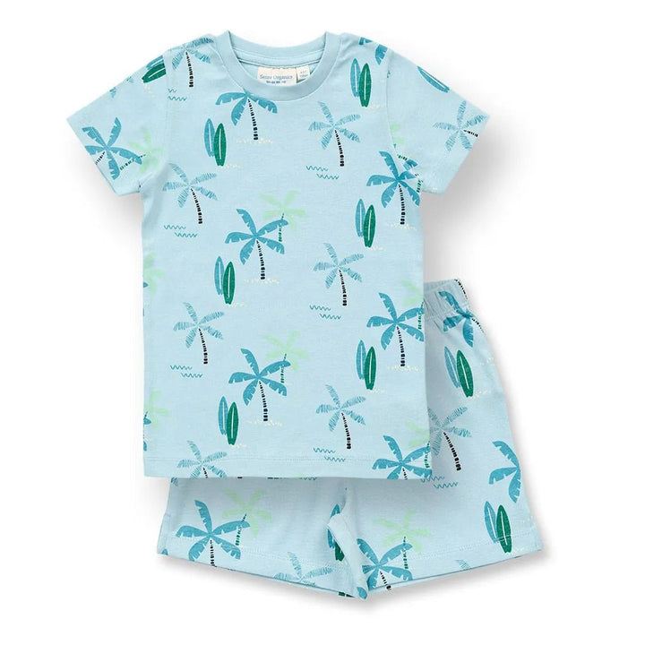 Pijama corto KAFKA Palmeras Azul claro - Olokuti