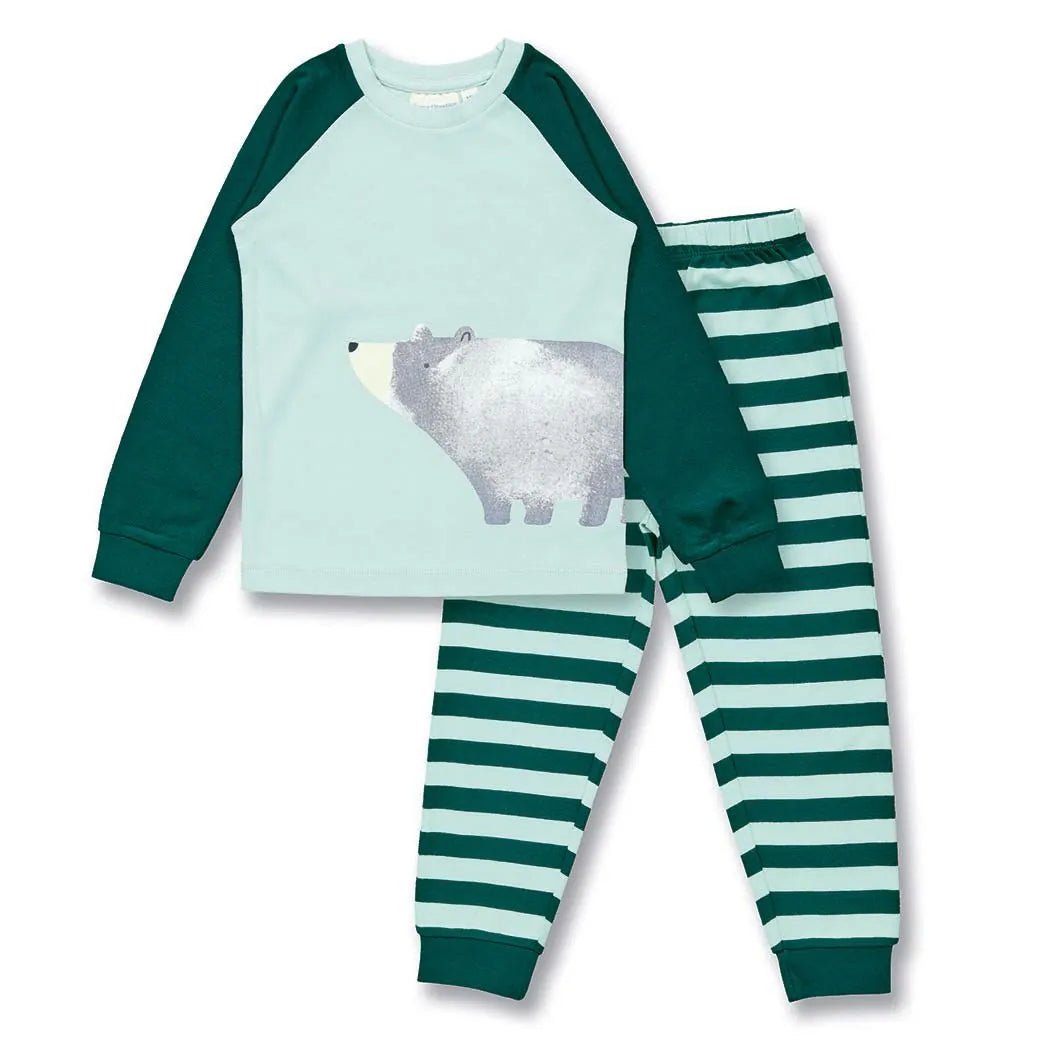 Pijama LONG JOHN Rayas Icy Mint y Oso - Olokuti
