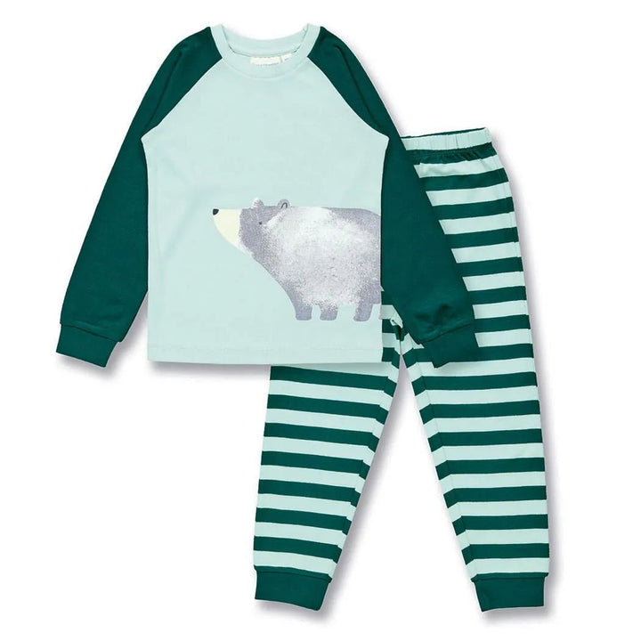 Pijama LONG JOHN Rayas Icy Mint y Oso - Olokuti
