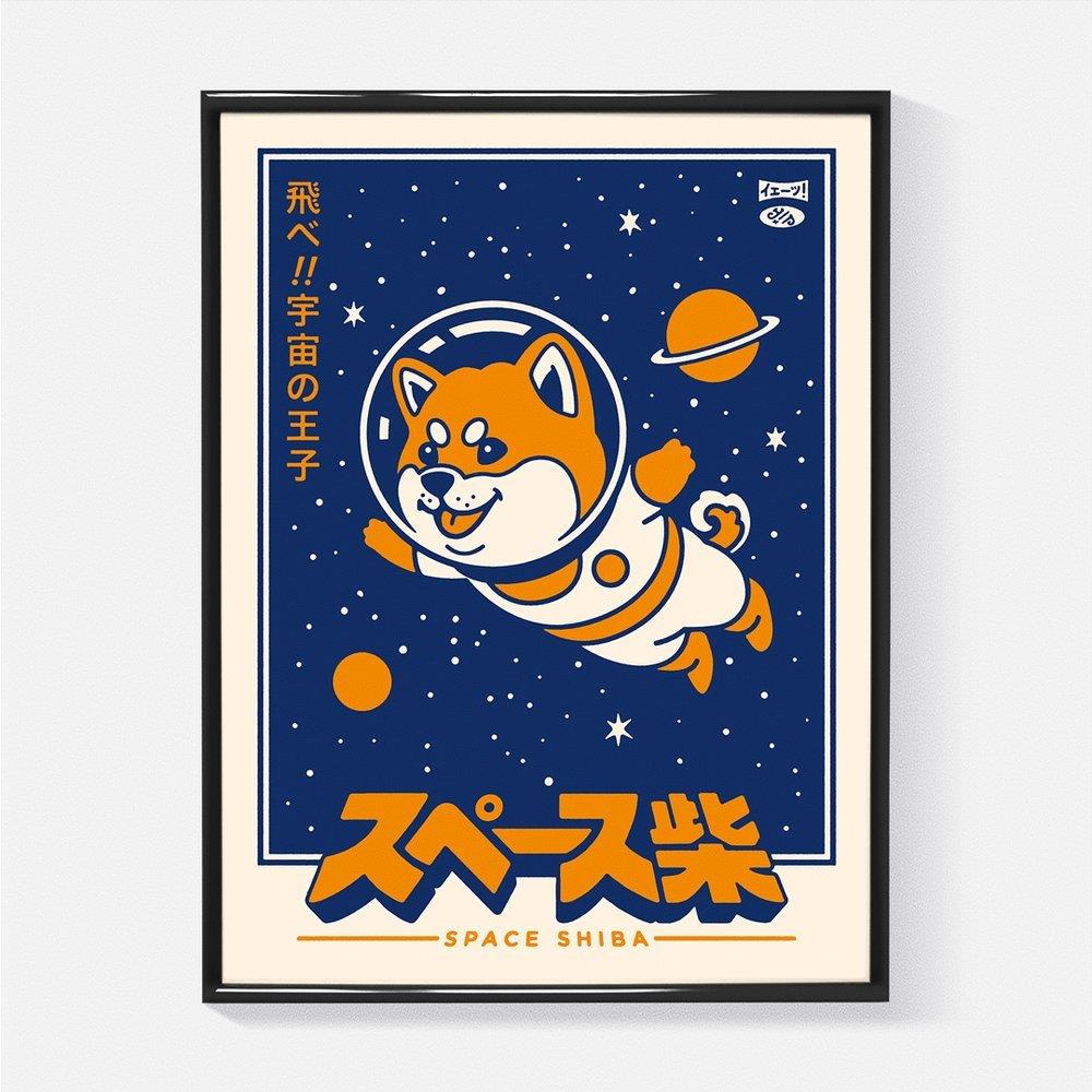 Poster "Space Shiba" A4 - Olokuti