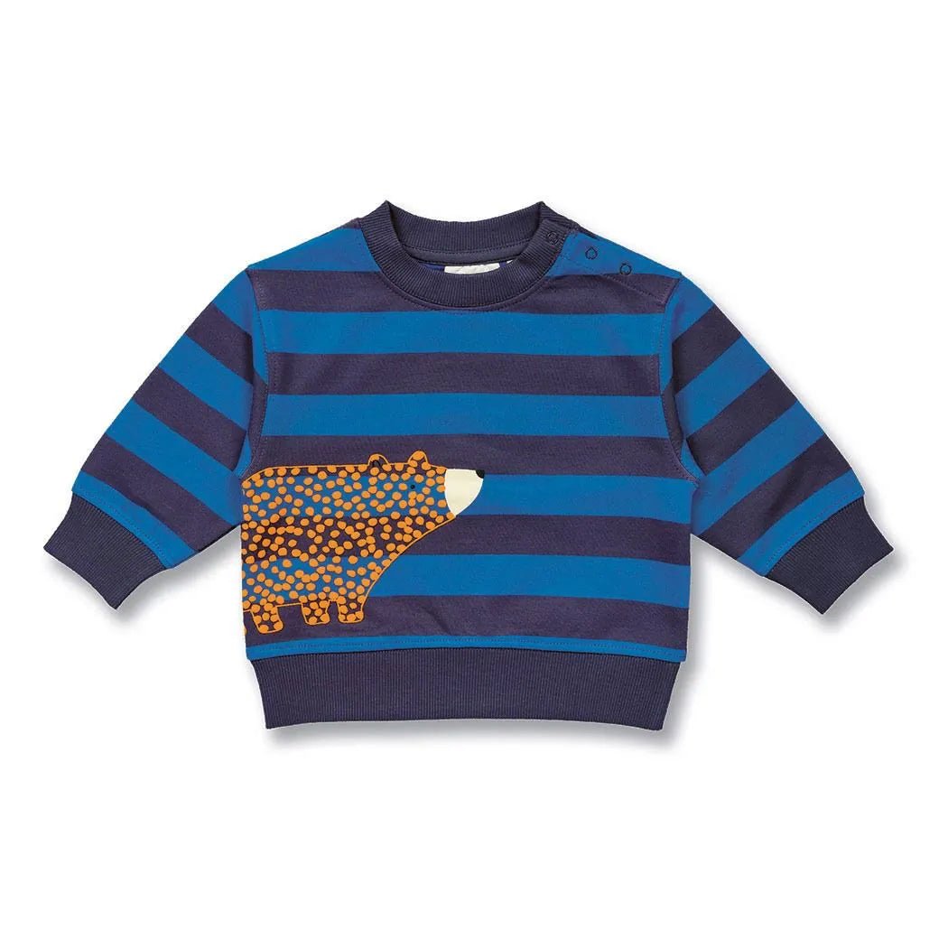 Sudadera bebé SIAM Rayas Azul-Azul marino y Oso - Olokuti