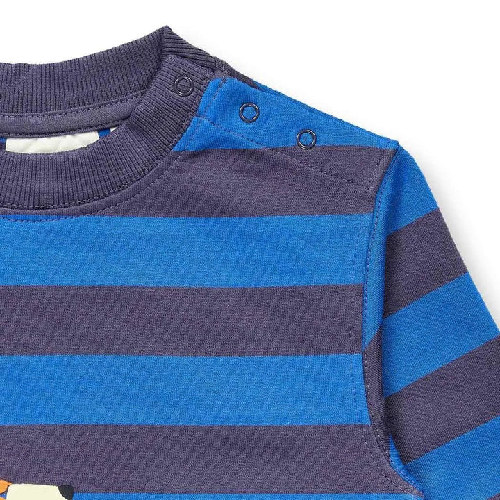 Sudadera bebé SIAM Rayas Azul-Azul marino y Oso - Olokuti