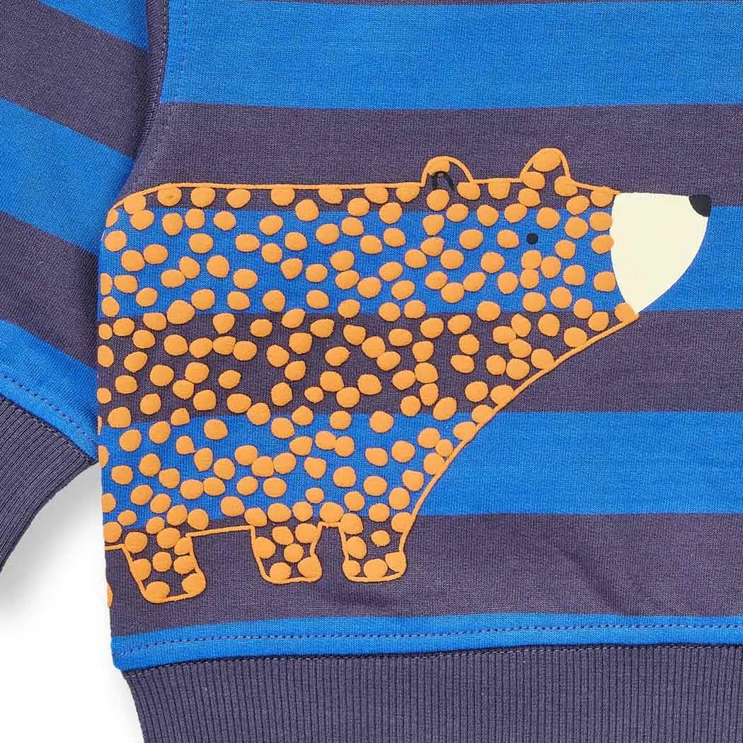 Sudadera bebé SIAM Rayas Azul-Azul marino y Oso - Olokuti