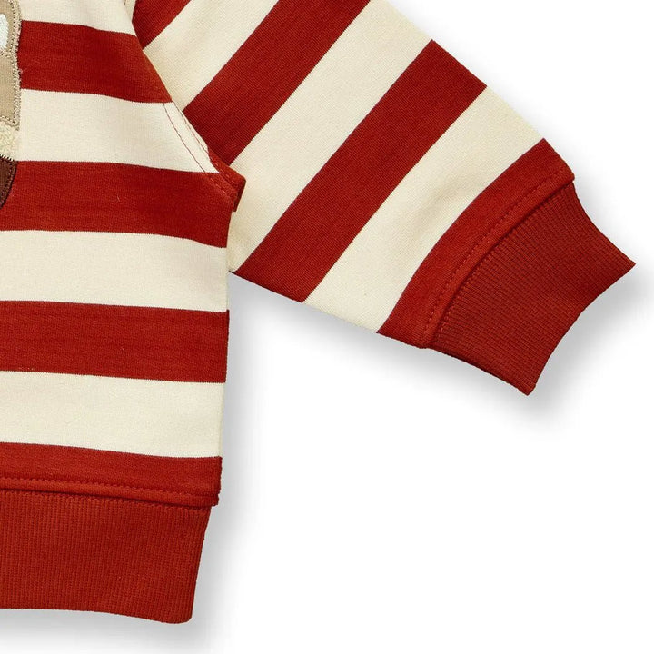 Sudadera bebé SIAM Rayas Terracota-Rojo y Mapache - Olokuti
