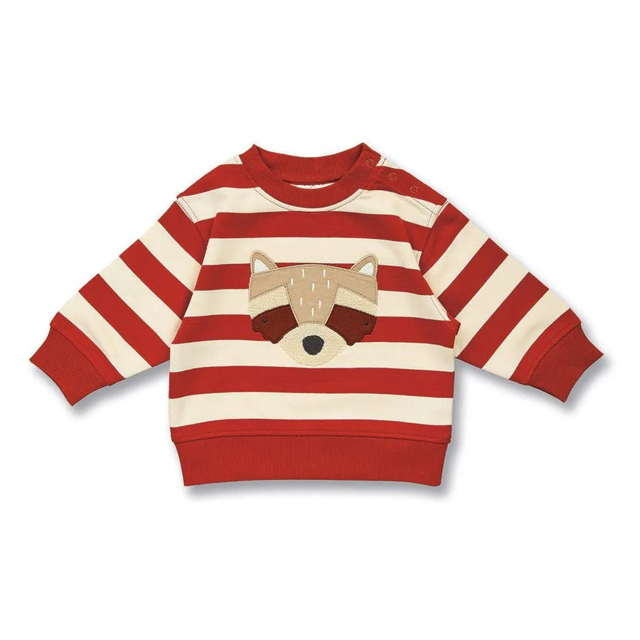 Sudadera bebé SIAM Rayas Terracota-Rojo y Mapache - Olokuti