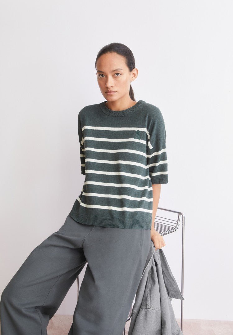 Suéter STRIPE LINEN BLEND Rayas Space steel - Undyed - Olokuti