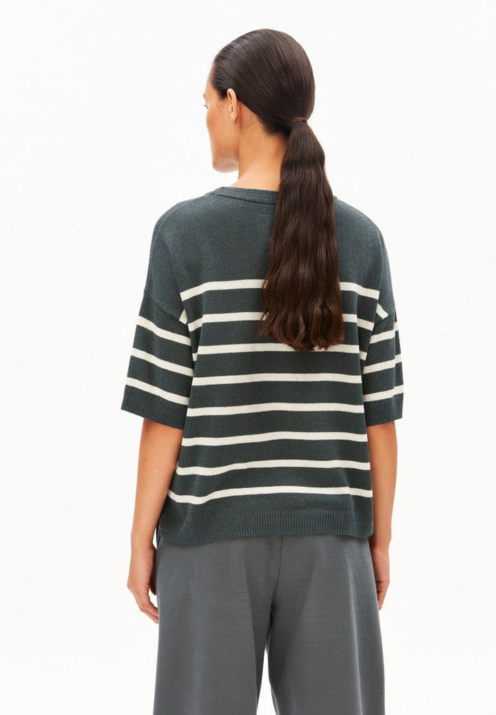 Suéter STRIPE LINEN BLEND Rayas Space steel - Undyed - Olokuti