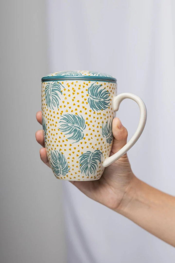Taza con filtro de té Boho Chic 400 ml. Azul - Olokuti