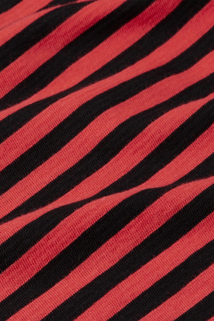 Top canesú cuello barco Chopito rayas Fire Red - Olokuti