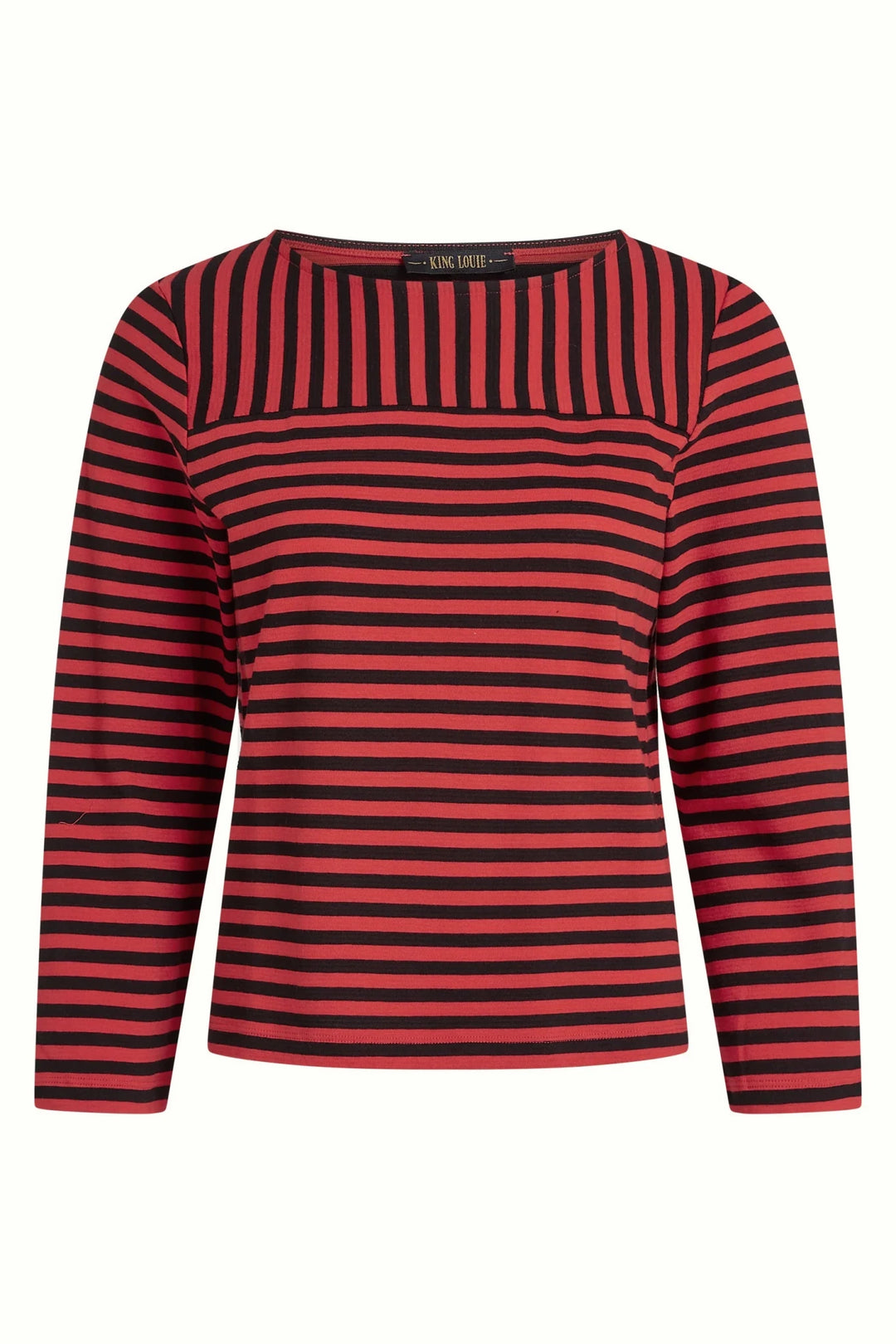 Top canesú cuello barco Chopito rayas Fire Red - Olokuti
