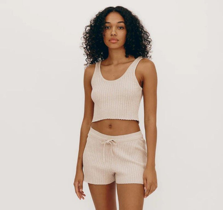 Top corto sin mangas True Knit Avena - Olokuti