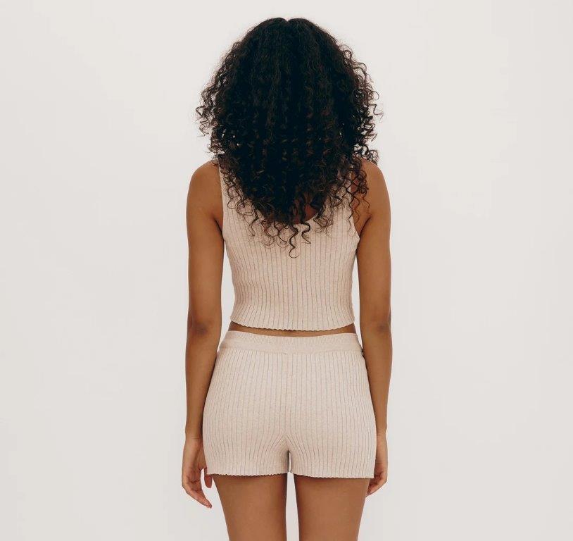 Top corto sin mangas True Knit Avena - Olokuti