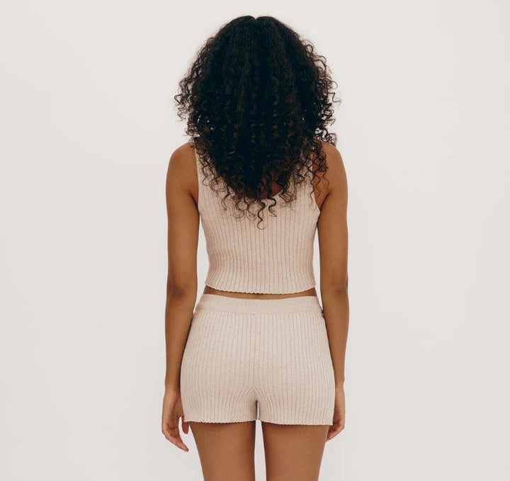 Top corto sin mangas True Knit Avena - Olokuti