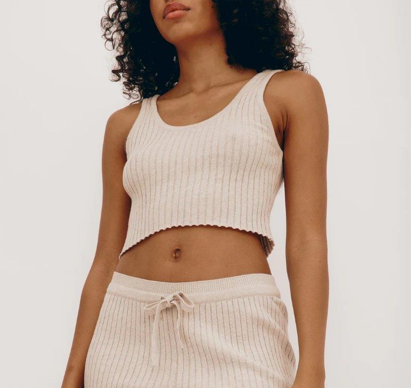 Top corto sin mangas True Knit Avena - Olokuti