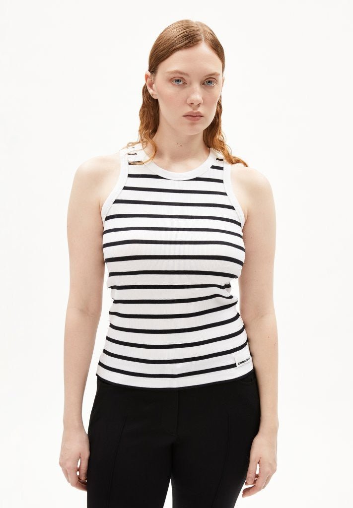 Top rayas KANITAA STRIPES Blanco - Negro - Olokuti