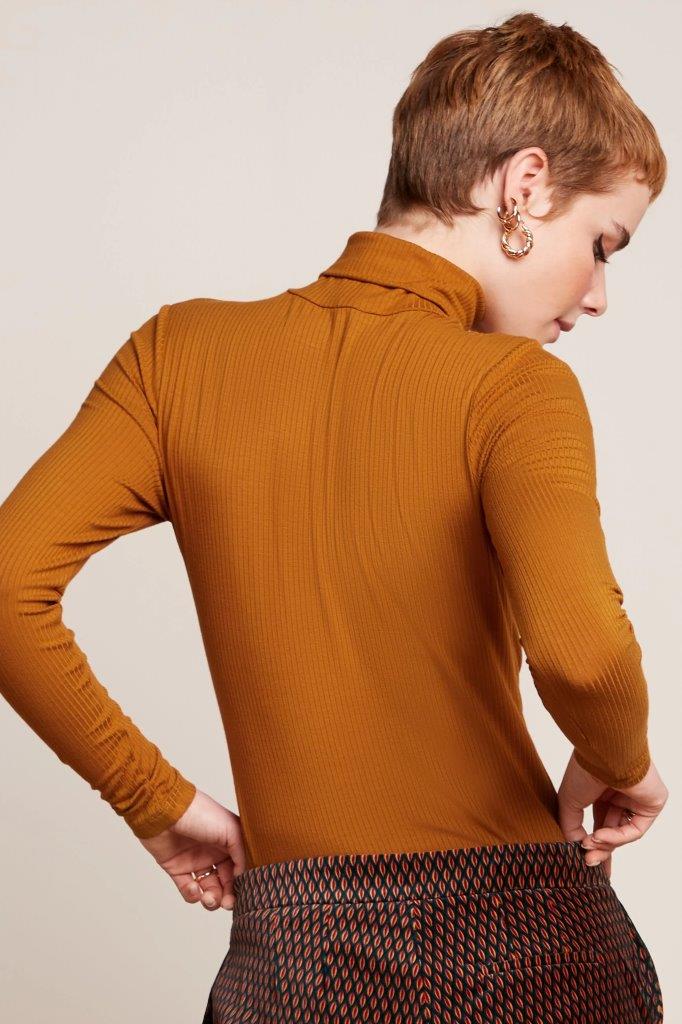 Top Rollneck Uni Rib Maple Orange - Olokuti