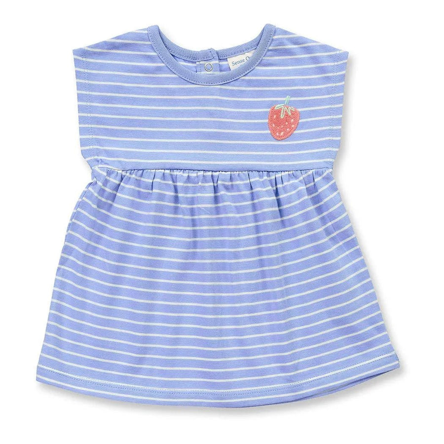Túnica Bebé AURORA Rayas Azul Hyacinth Fresa - Olokuti