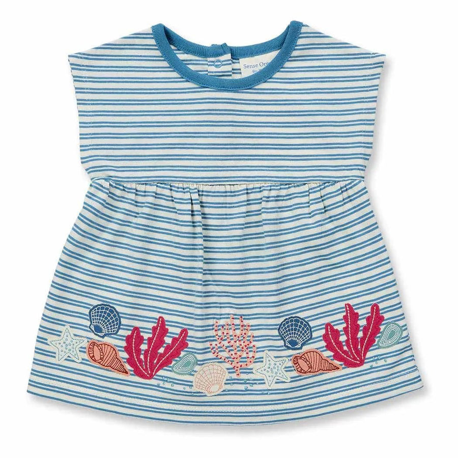 Túnica Bebé AURORA Sealife Rayas Azul - Olokuti