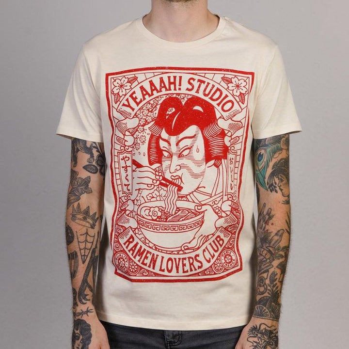 Camiseta algodón orgánico Ramen Lovers Club blanco roto - Olokuti