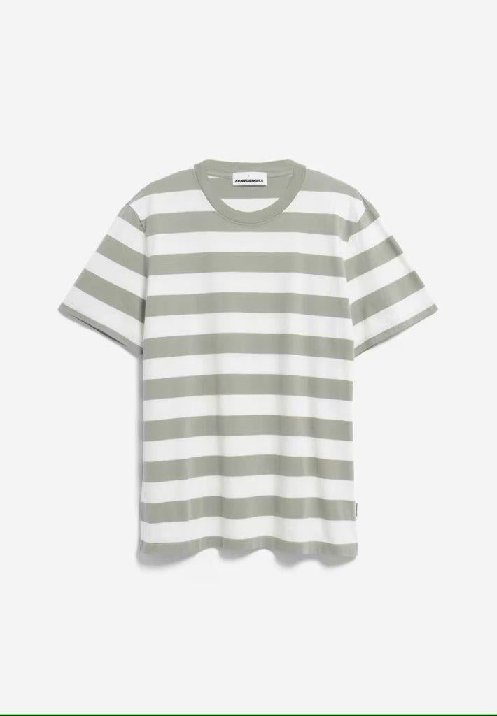 Camiseta Bahaar Stripes Oatmilk-Grey Green - Olokuti