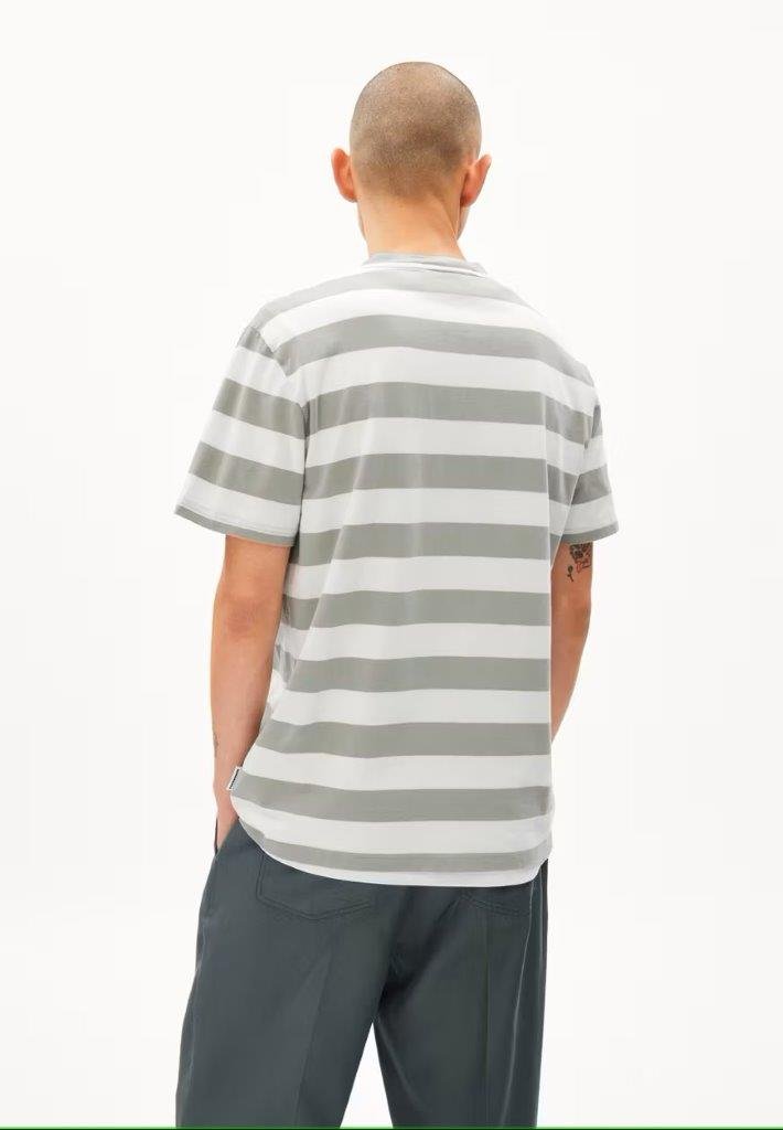 Camiseta Bahaar Stripes Oatmilk-Grey Green - Olokuti