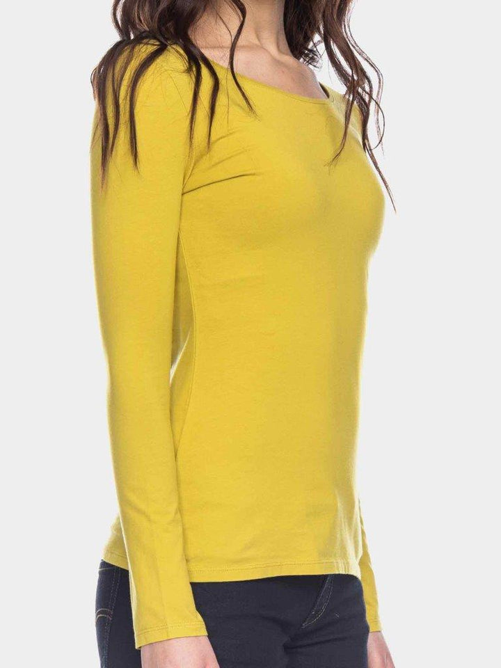 Camiseta Deborah manga larga algodón orgánico amarillo - Olokuti