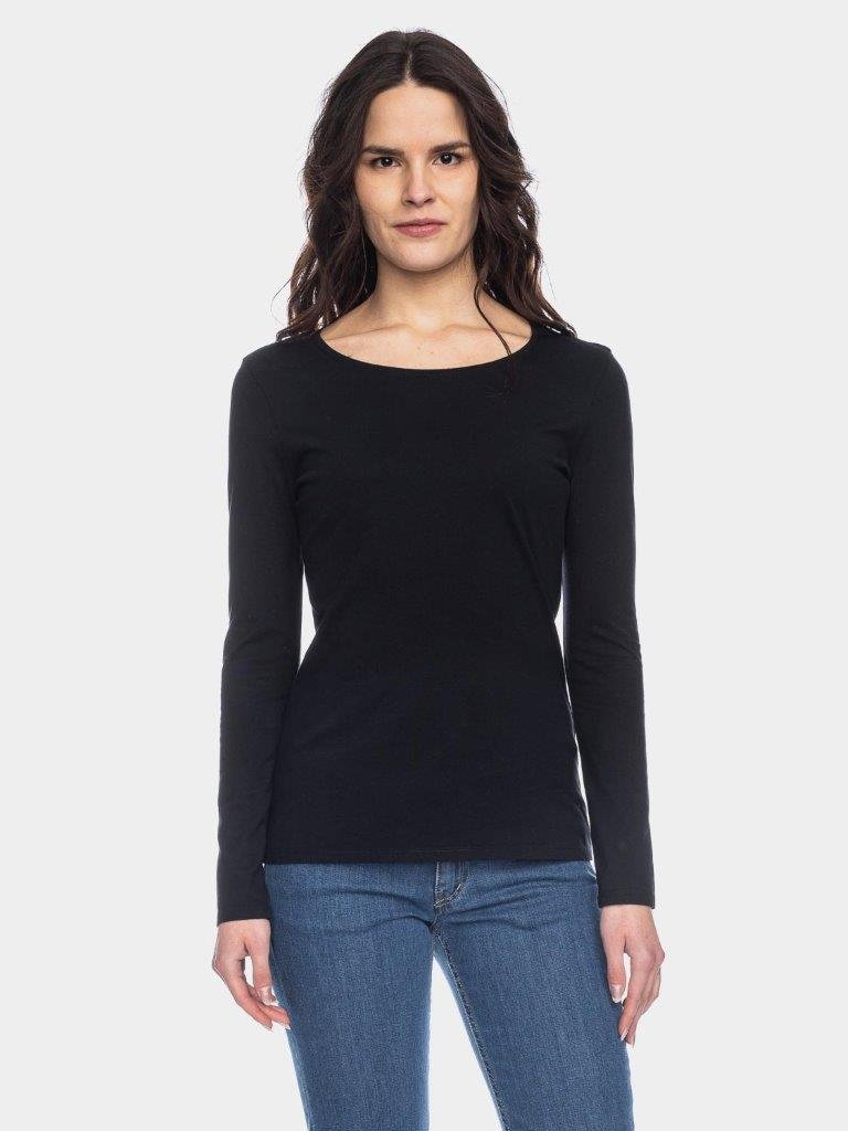 Camiseta Deborah manga larga algodón orgánico negro - Olokuti