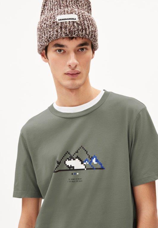 Camiseta JAAMES PIXXEL MOUNTAIN Cool sage - Olokuti