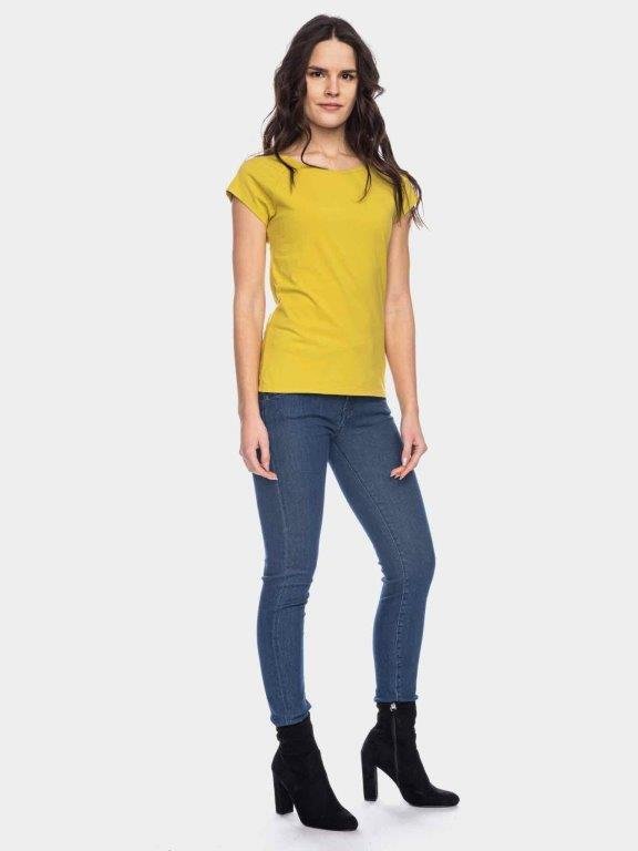 Camiseta mujer algodón orgánico Fini Mostaza - Olokuti