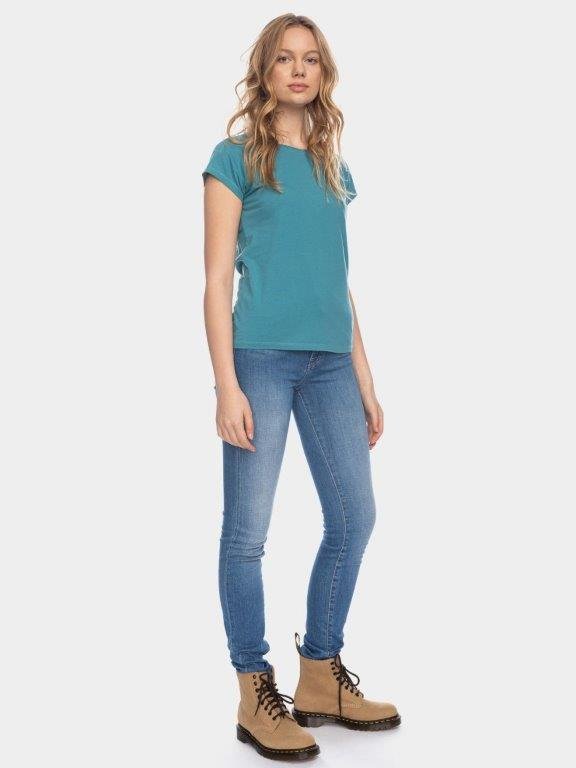 Camiseta mujer algodón orgánico Fini Turquesa - Olokuti