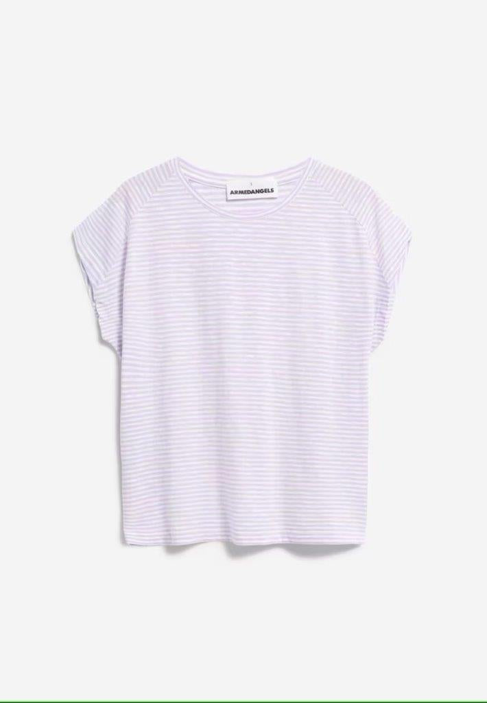 Camiseta Oneliaa Lovely Stripes Lavender light-Oatmilk - Olokuti