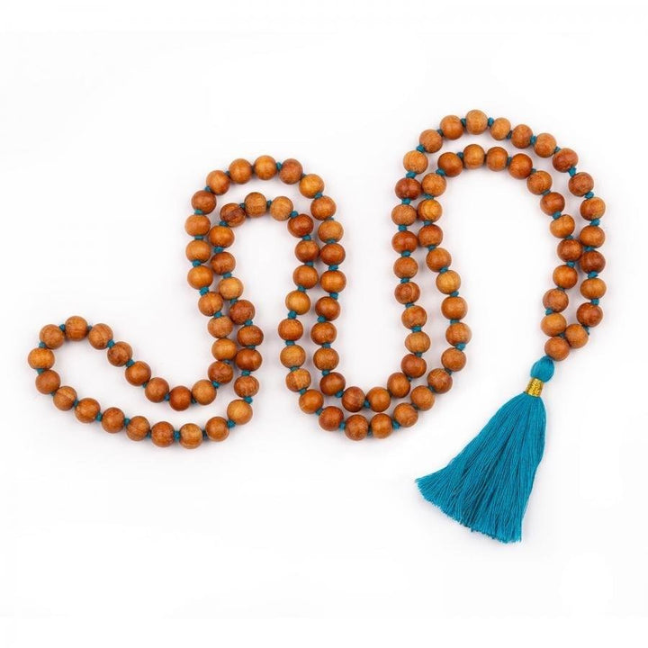 Collar de meditación Mala de madera de sándalo y borla de colores - Olokuti