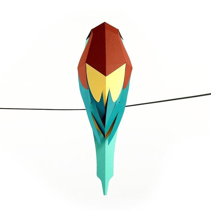 Figura de papel 3D - Abejaruco / Merops apiaster - Olokuti