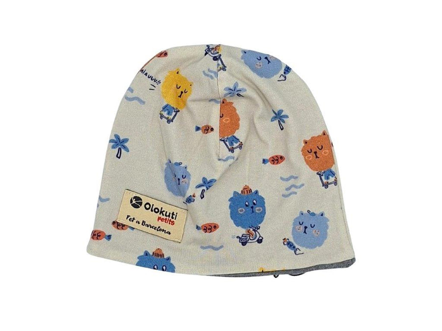 Gorro Reversible bebé Gris - Gatos multi / Gris vigore - Olokuti