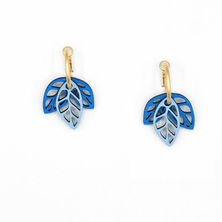 Pendientes aros Rustling Leaves Azul - Olokuti
