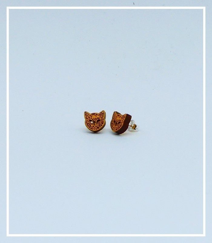 Pendientes Madera Presión Gato - Olokuti