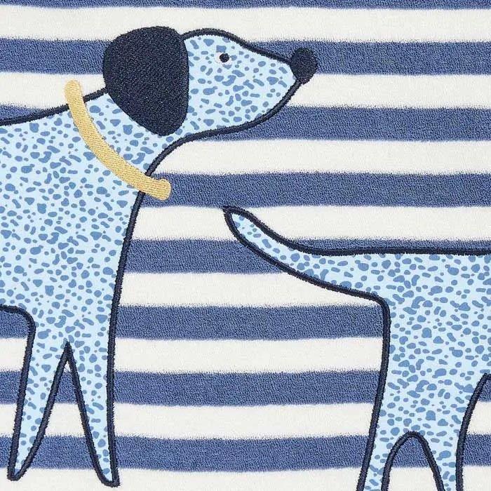 Pijama Terry LONG JOHN RETRO Rayas Azul acero y Perro - Olokuti
